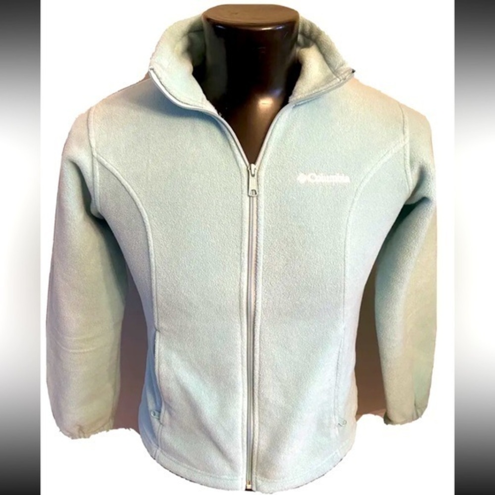 Columbia Women’s Fleece Jacket Sz M Full Zip Mint Green Side Zip Pockets